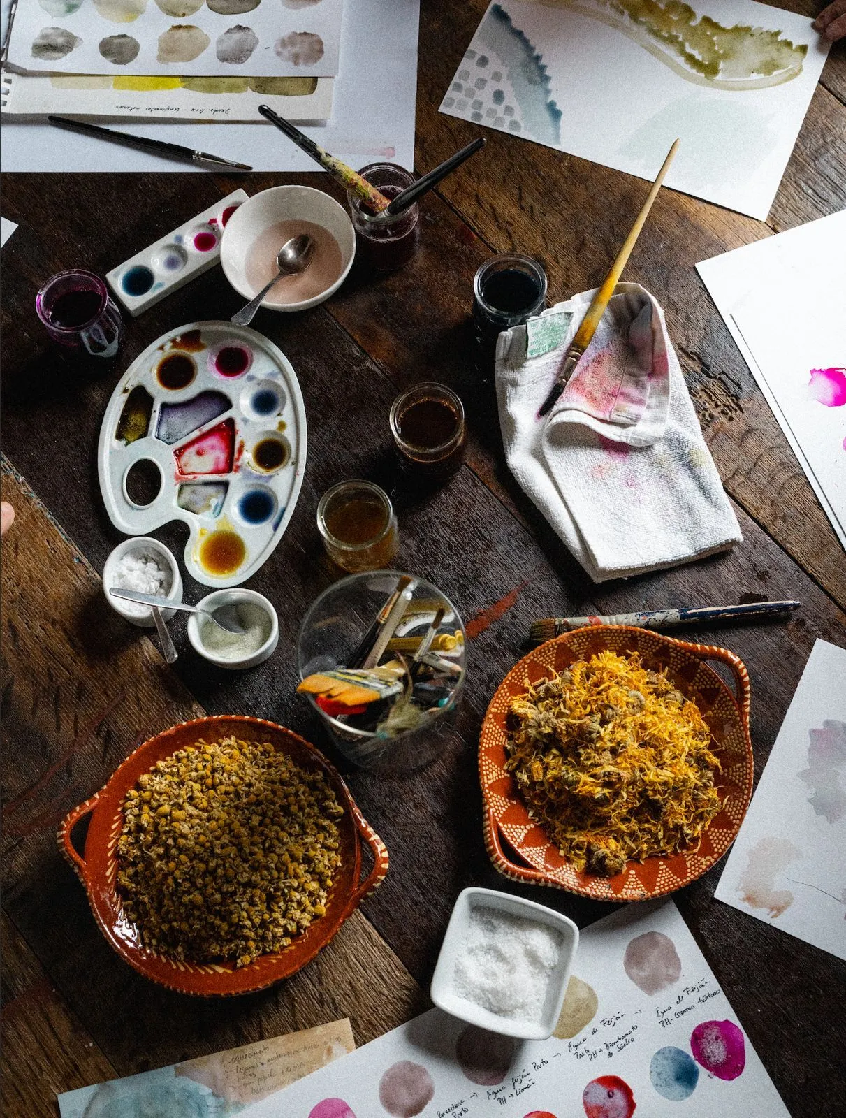 Watercolours with natural dyes